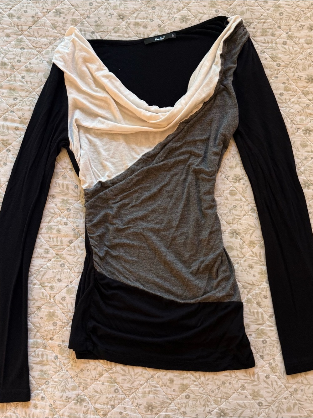 Y2k Papaya black long sleeve cowl neck top